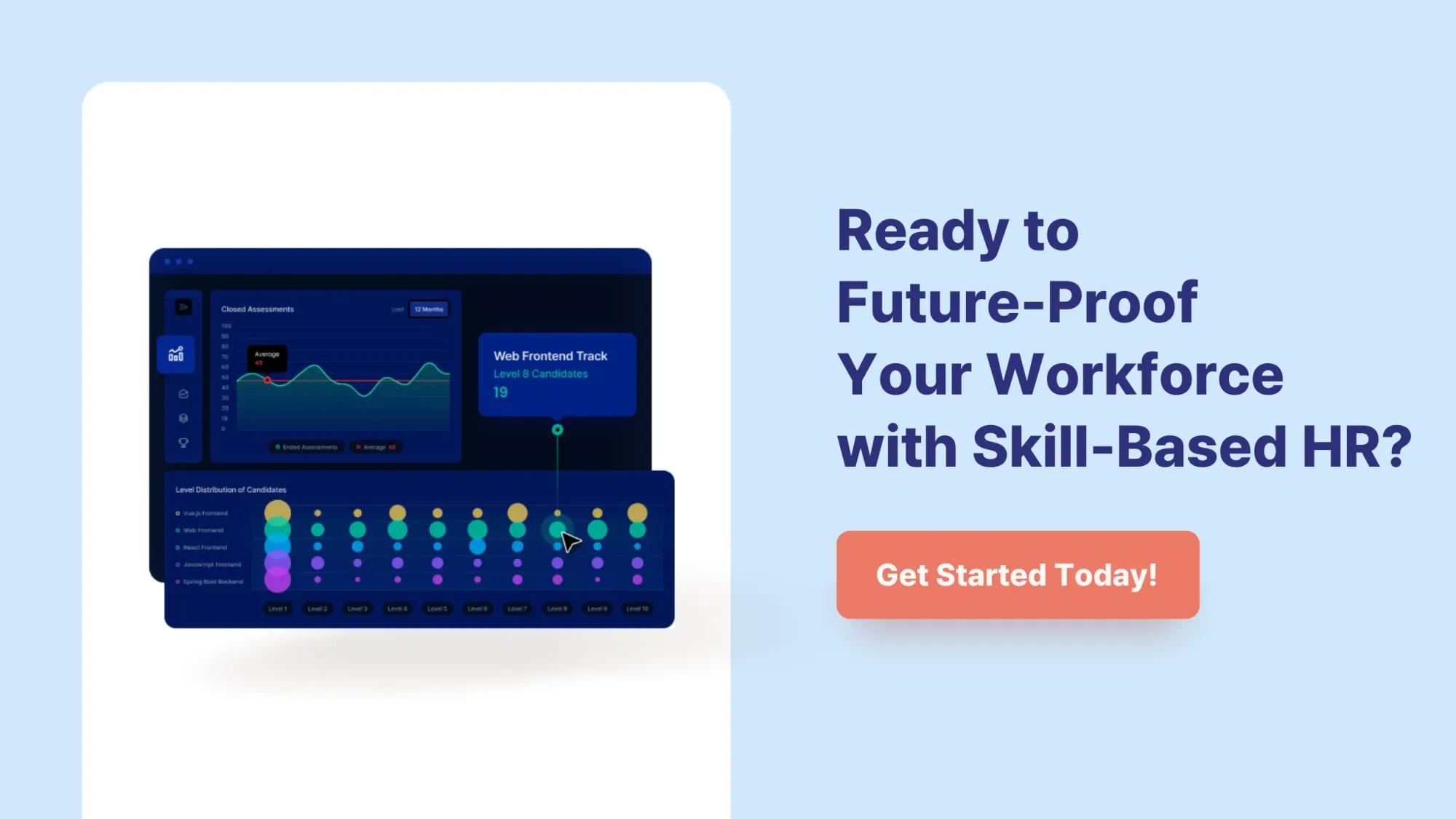 Developer skill assessment platform interface with a “Learn More” button